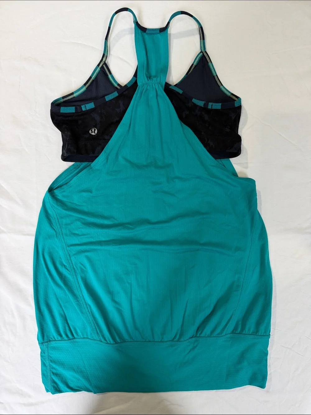 lululemon athletica Teal Racerback Tank with Black Built-In Bra